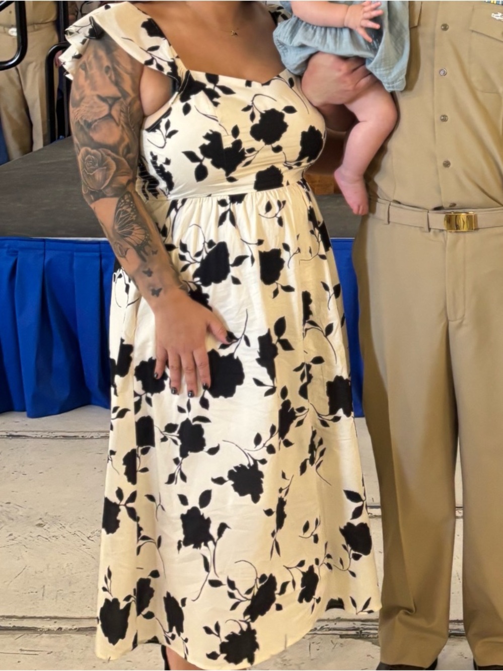 Baltic Born Cream Midi Dress with Black Floral Print - Picture 5 of 5